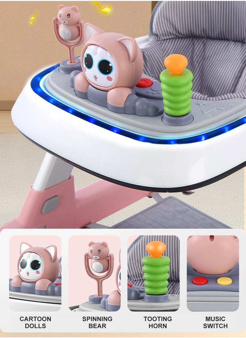 Baby Push Walker With Footpad, Push Handle And Wheels