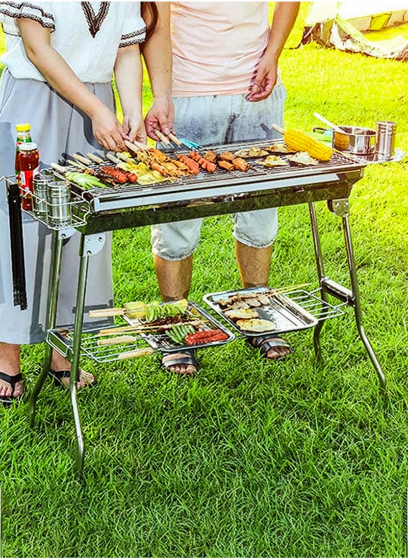 Portable Charcoal Grills,Stainless Coating BBQ Grill Small Charcoal, Storage Shelf Hooks for Party Picnic Travel Home,Camping,Hiking, Picnic Patio Backyard Large