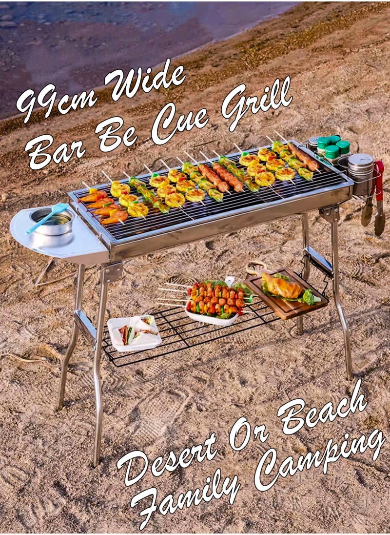 Portable Charcoal Grills,Stainless Coating BBQ Grill Small Charcoal, Storage Shelf Hooks for Party Picnic Travel Home,Camping,Hiking, Picnic Patio Backyard Large