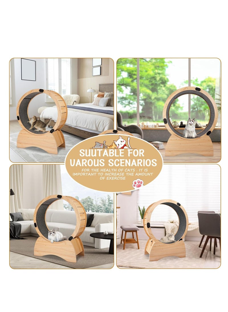 Cat Exercise Wheel for Indoor Cats, Cat Running Wheel with Silent Roller, Cat Treadmill Wheel, Nature Wood ,Love Kitty Running Toy Walking Training for Fitness Weight Loss Device Suitable for Most Cats Physical Exercise Activity