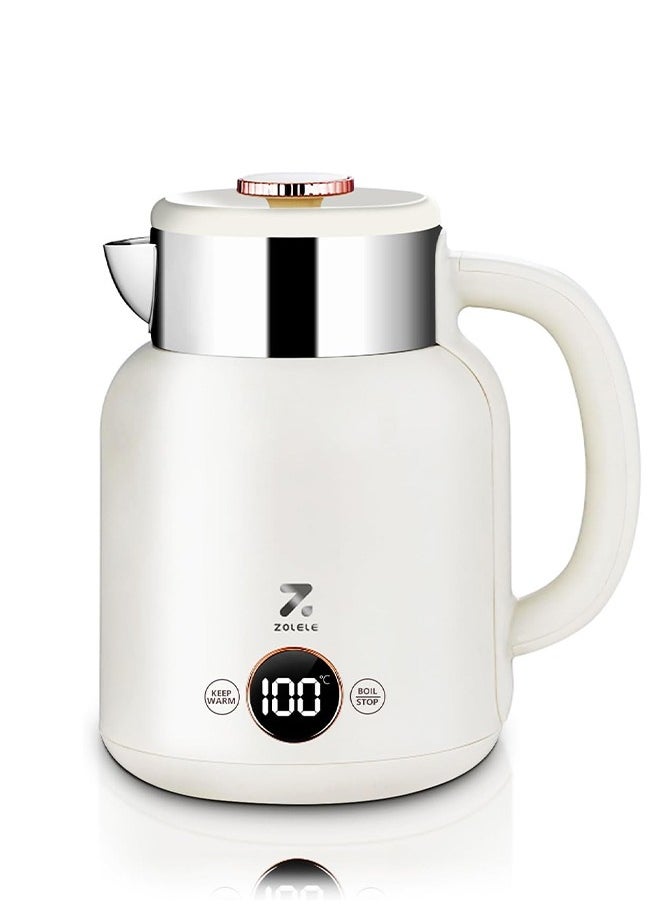 ZOLELE Smart Electric Kettle HK152 Cordless 1.5L Electric Kettle, Fast Boiling 6 Speed Temperatue Settings, Auto Shut-Off, LED Indicator Lights - White