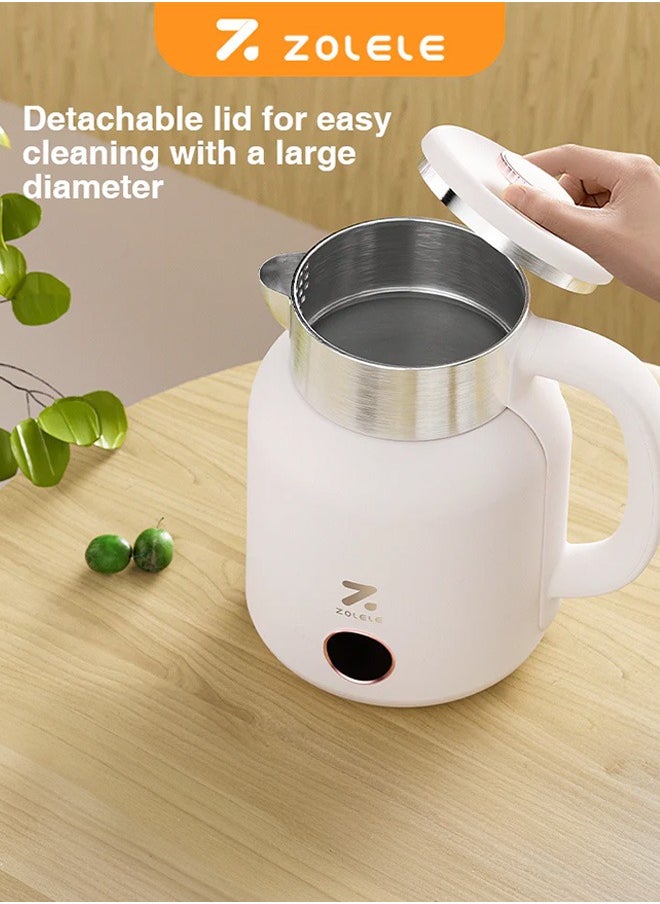 ZOLELE Smart Electric Kettle HK152 Cordless 1.5L Electric Kettle, Fast Boiling 6 Speed Temperatue Settings, Auto Shut-Off, LED Indicator Lights - White