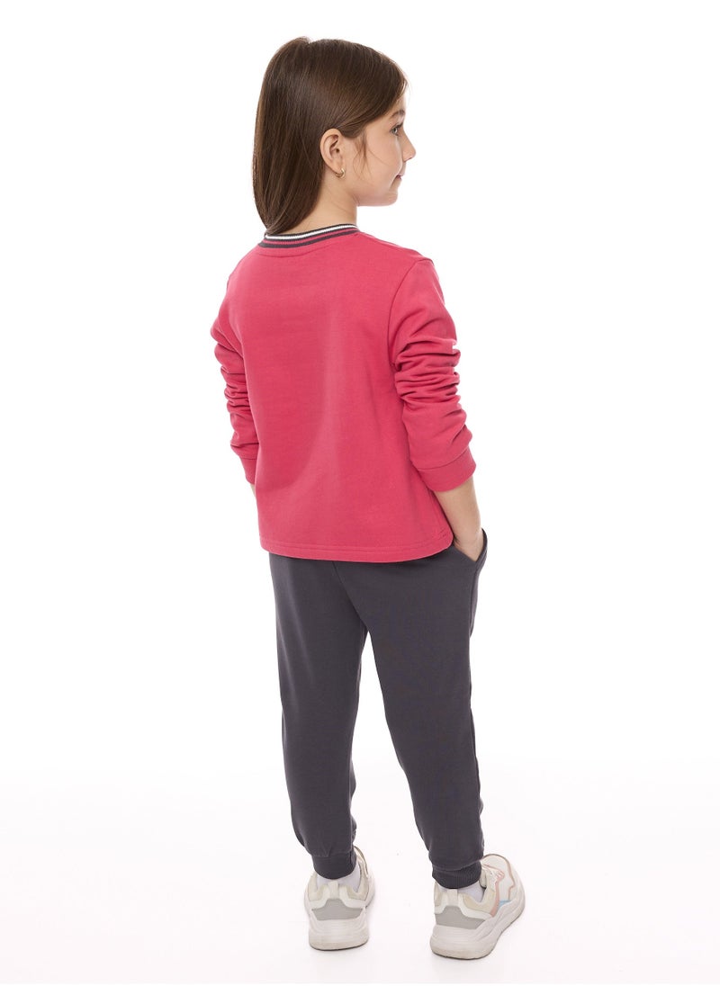 Glitter Printed Embellished Top With Matching Jogger