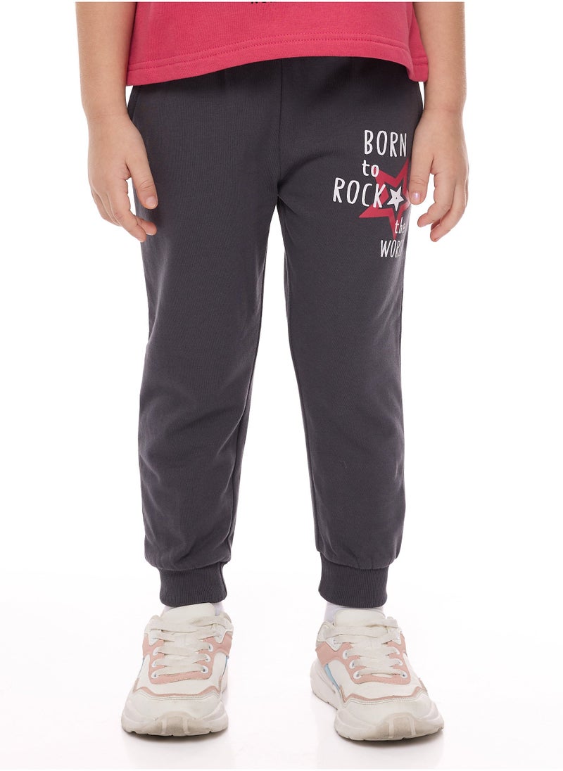 Glitter Printed Embellished Top With Matching Jogger