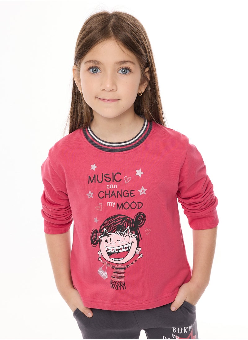 Glitter Printed Embellished Top With Matching Jogger