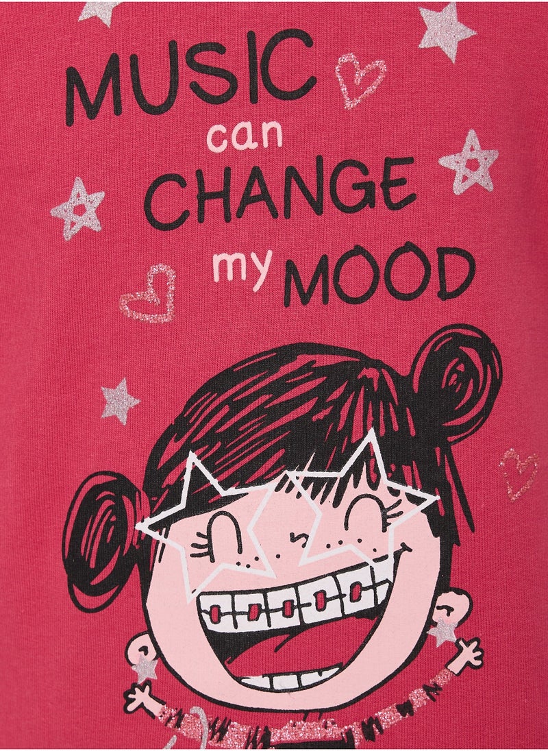 Glitter Printed Embellished Top With Matching Jogger