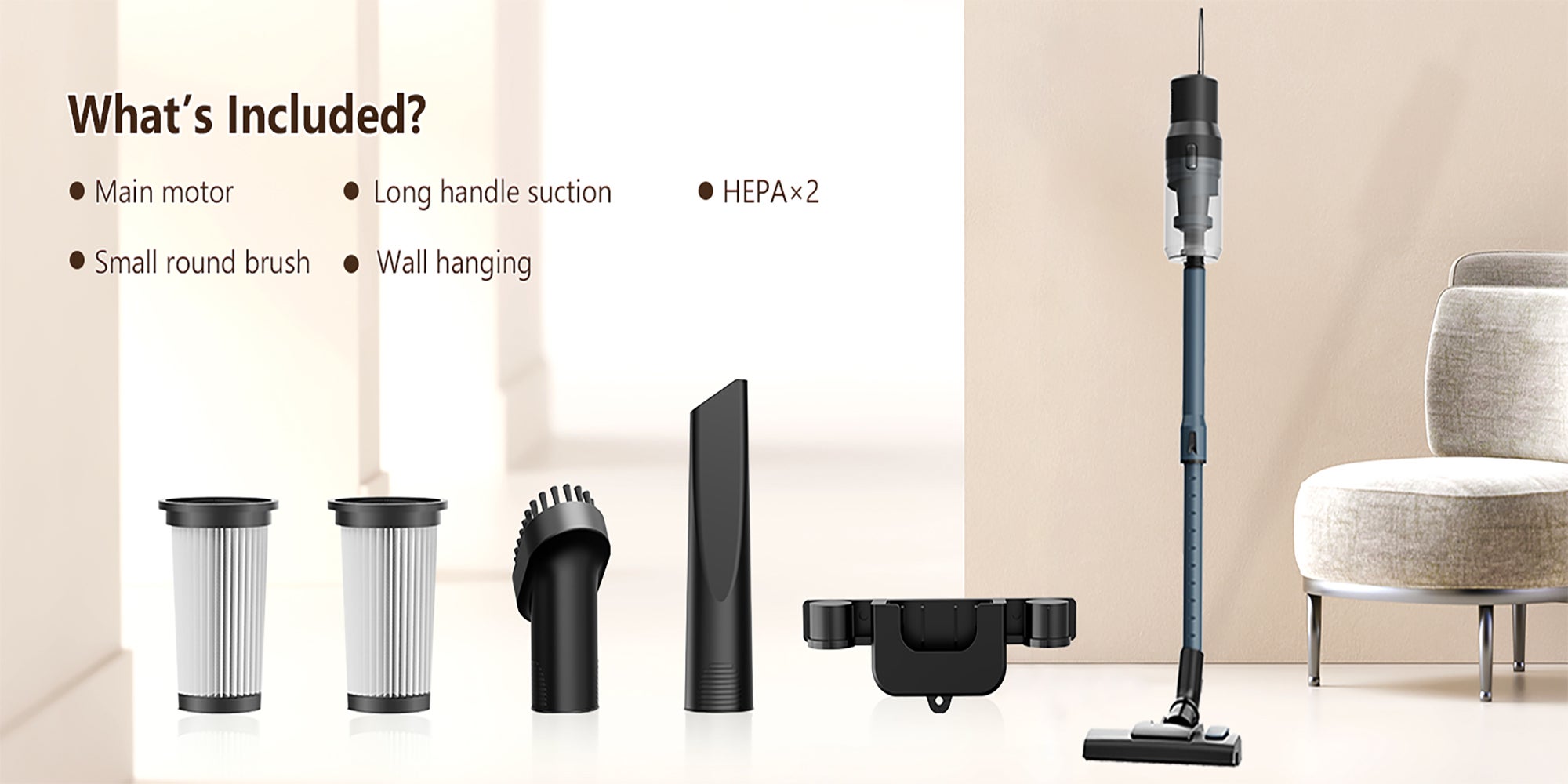 SCV15 Vacuum Cleaner Corded with 21KPa Handheld Vacuum Powerful Suction, Adjustable Lightweight 3 in 1 Stick Vacuum with HEPA Filter for Hard Floor