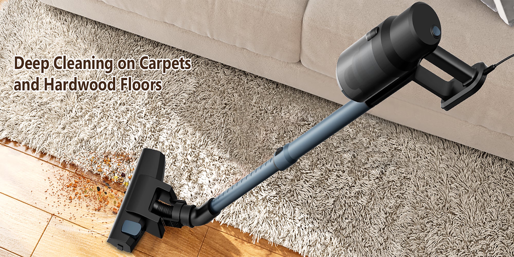 SCV15 Vacuum Cleaner Corded with 21KPa Handheld Vacuum Powerful Suction, Adjustable Lightweight 3 in 1 Stick Vacuum with HEPA Filter for Hard Floor