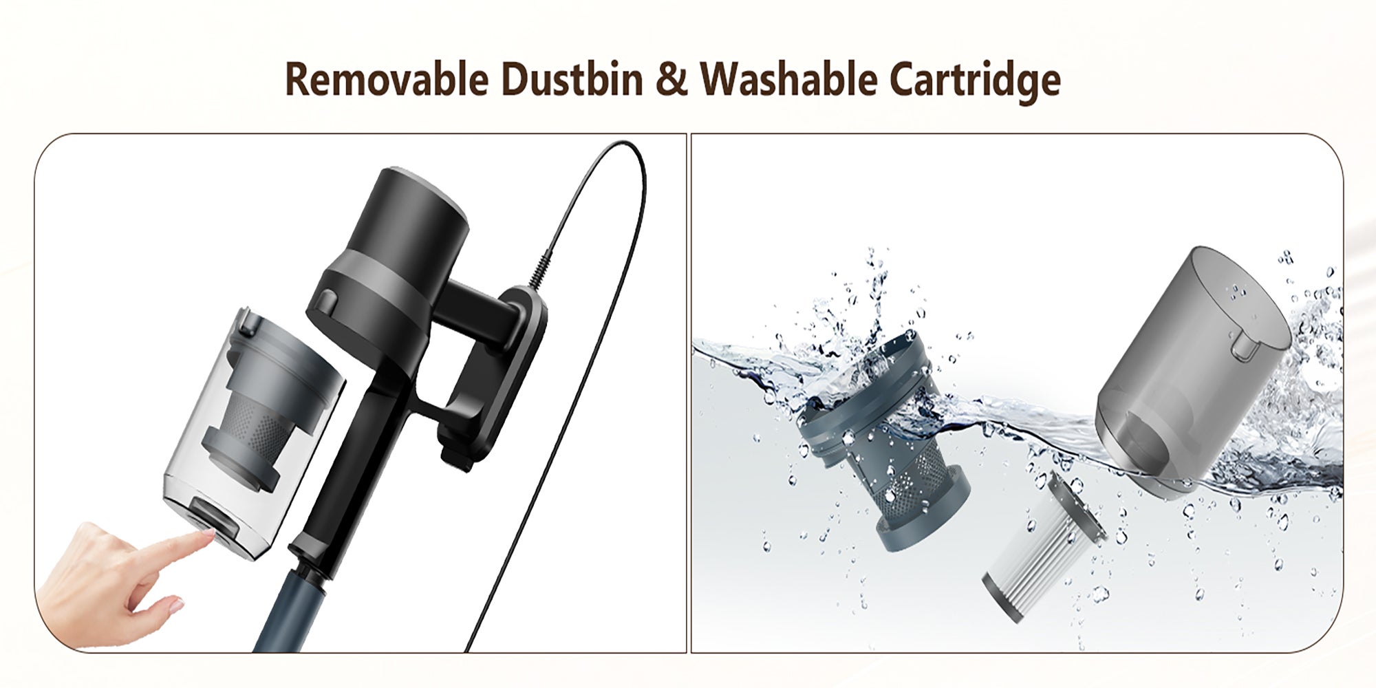 SCV15 Vacuum Cleaner Corded with 21KPa Handheld Vacuum Powerful Suction, Adjustable Lightweight 3 in 1 Stick Vacuum with HEPA Filter for Hard Floor