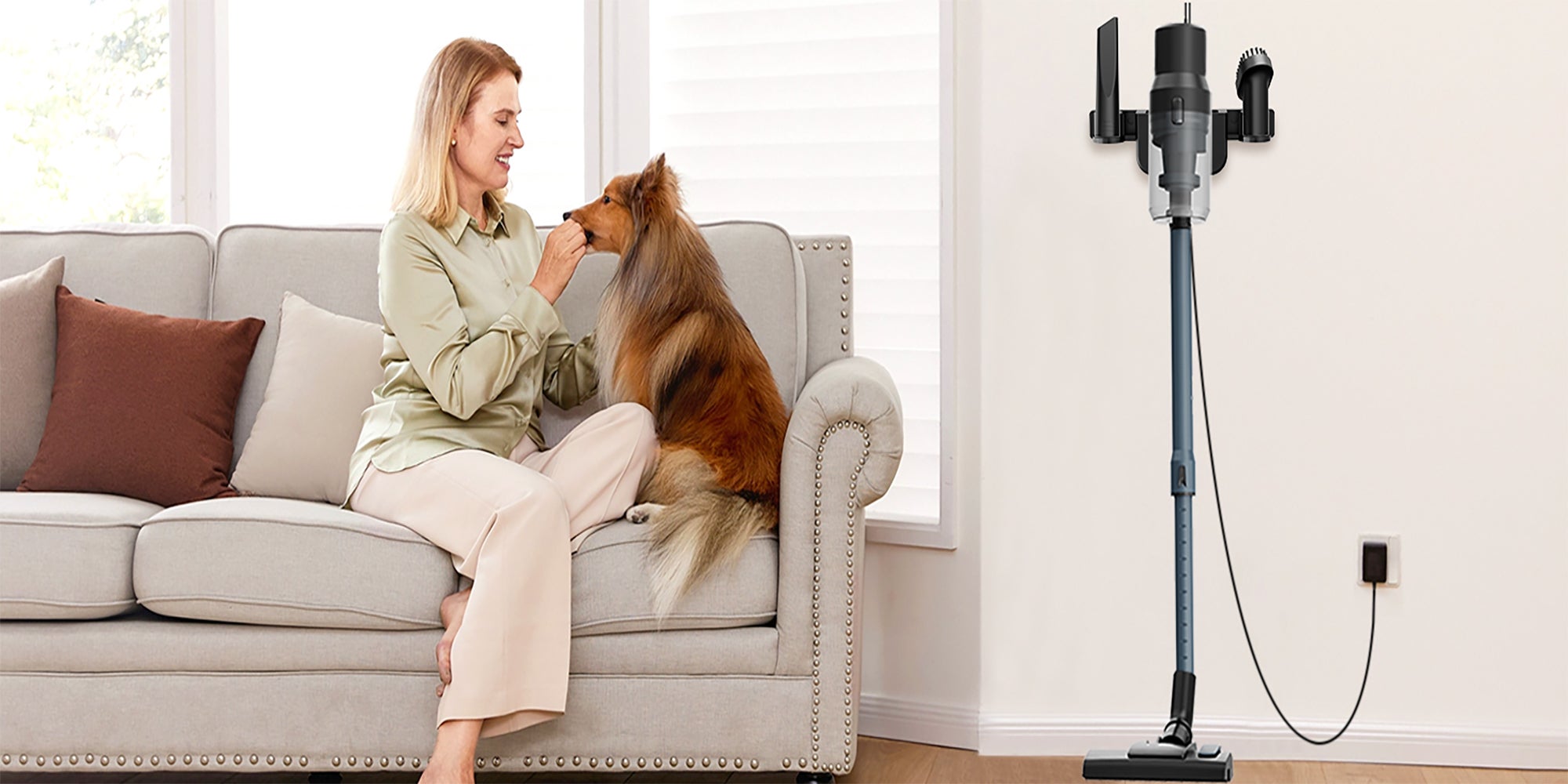 SCV15 Vacuum Cleaner Corded with 21KPa Handheld Vacuum Powerful Suction, Adjustable Lightweight 3 in 1 Stick Vacuum with HEPA Filter for Hard Floor