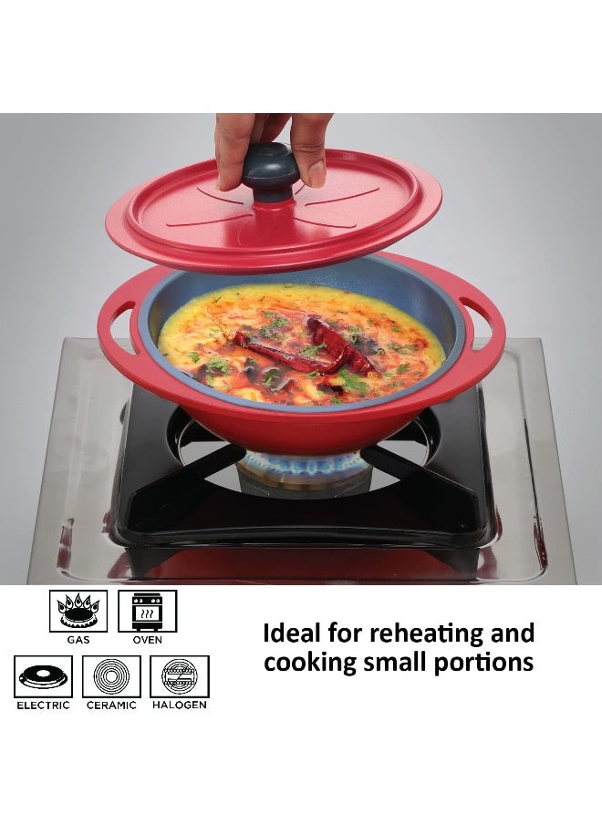 Hawkins Aluminium 0.75 liter Mini Casserole with Lid, Round Series Die-Cast Pan for Cooking, Reheating, Serving and Storing, Grey (Mcrg75)
