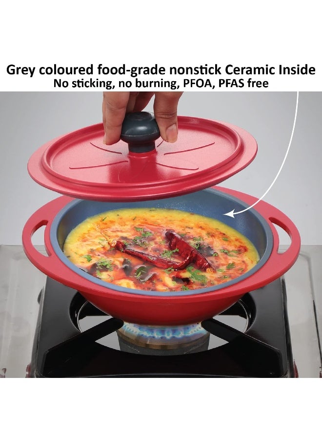 Hawkins Aluminium 0.75 liter Mini Casserole with Lid, Round Series Die-Cast Pan for Cooking, Reheating, Serving and Storing, Grey (Mcrg75)