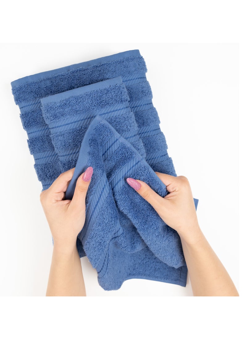 Towel Set Luxury Hotel Quality 600 GSM Genuine Combed Cotton, Super Soft & Absorbent Family Bath Towels 6 Piece Set -  2 Bath Towels, 2 Hand Towels, 2 Washcloths - Electric Blue