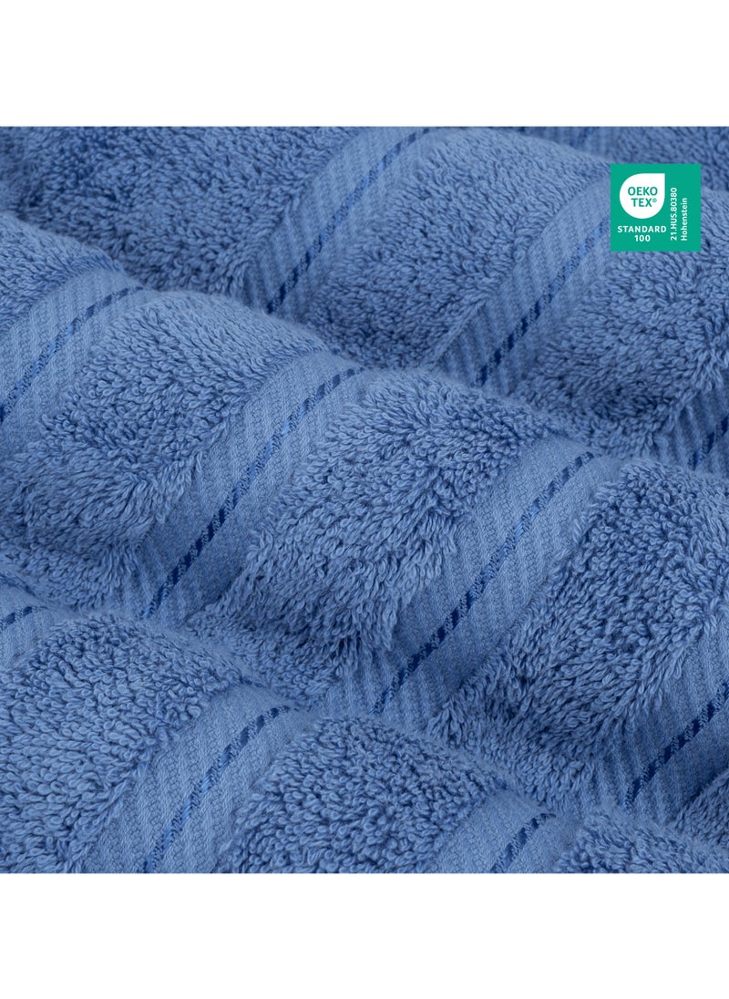 Towel Set Luxury Hotel Quality 600 GSM Genuine Combed Cotton, Super Soft & Absorbent Family Bath Towels 6 Piece Set -  2 Bath Towels, 2 Hand Towels, 2 Washcloths - Electric Blue