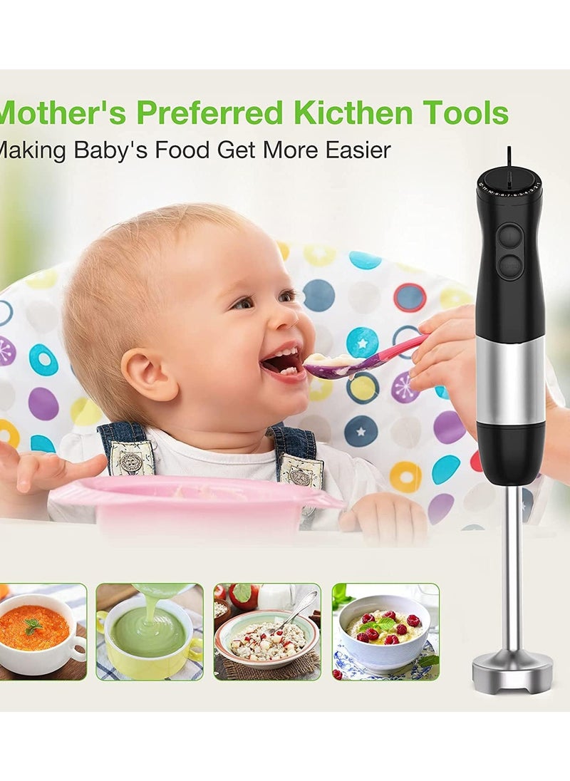 4-in-1 Hand Blender Set with Chopper, Smoothie Cup, Stainless Steel Ice Blade, , Electric Stick Mixer -Kitchen Multitool
