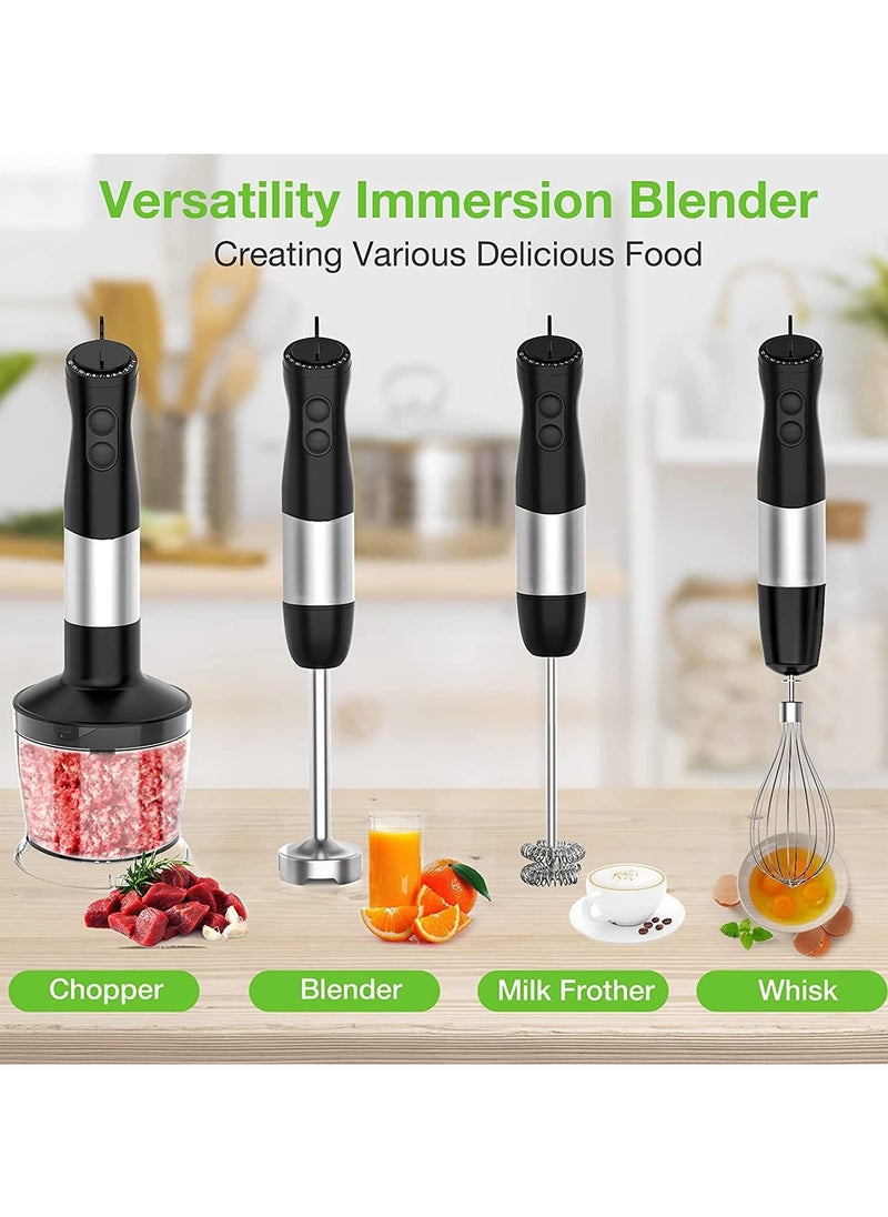 4-in-1 Hand Blender Set with Chopper, Smoothie Cup, Stainless Steel Ice Blade, , Electric Stick Mixer -Kitchen Multitool