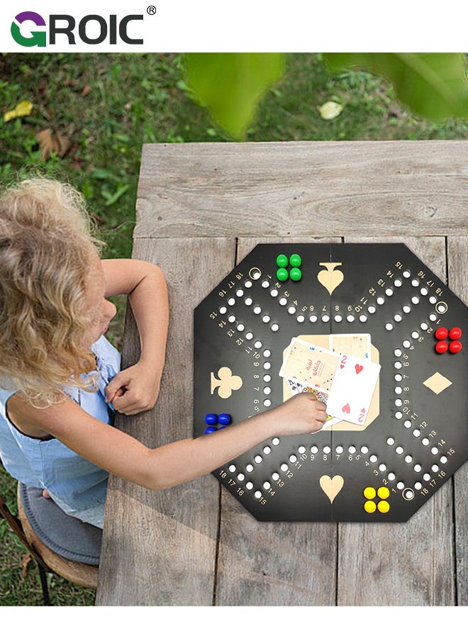 Jackaroo Board Game,Ludo Board Game,Folding Board Game for 4 Players with 16 Marbles and Cards,38 cm x 38 cm Size,Jackaroo Game Family Game Marble Game