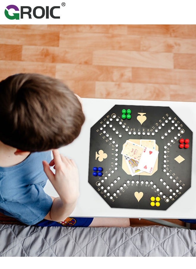 Jackaroo Board Game,Ludo Board Game,Folding Board Game for 4 Players with 16 Marbles and Cards,38 cm x 38 cm Size,Jackaroo Game Family Game Marble Game