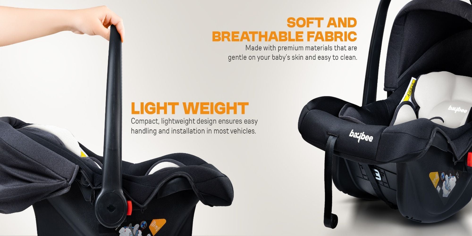 BAYBEE 3 in 1 Multi Purpose Baby Carry Cot n Car Seat with Handle, Canopy, Adjustable Handle, 3 Point Safety Belt Rocker for Infant Baby Carry Cot for New Born Baby 0 to 15 Months Brown