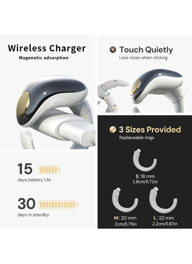 Tasbih Zikr Smart Ring, Adjustable Finger Counter, 5 Sizes (16/18/20/22/24 mm), APP Supported Digital Counter Prayer Reminder Ring, Waterproof 4-Digit Muslim Finger Counter Zikr Ring (Black + White).
