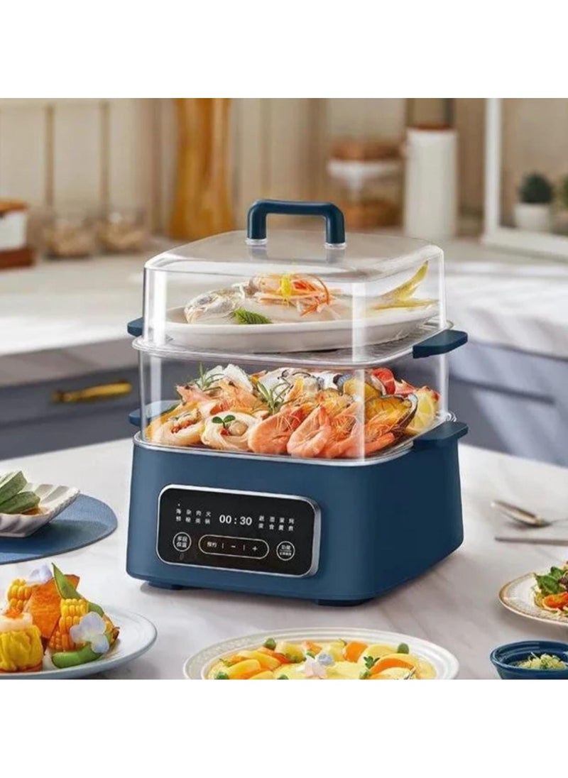 Food Steamer Machine 1000W with 9L Capacity, 2 Trays, Digital Timer, 8 Preset Functions, 24-Hour Reservation & Auto Shut-Off – Perfect for Fruits, Vegetables, Meat & More