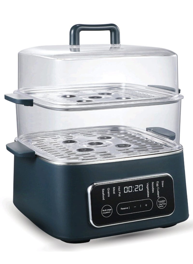 Food Steamer Machine 1000W with 9L Capacity, 2 Trays, Digital Timer, 8 Preset Functions, 24-Hour Reservation & Auto Shut-Off – Perfect for Fruits, Vegetables, Meat & More