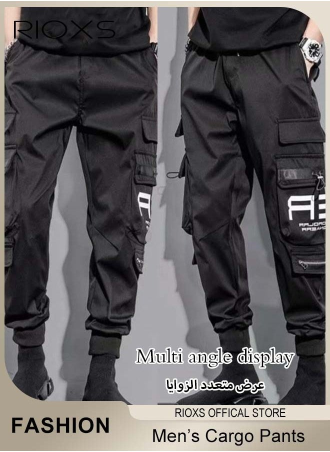 Men's Fashionable Cargo Pants, Casual Workout Jogging Drawstring Pants with Multiple Pockets, Regular Fit Drawstring Sweatpants, Comfortable Cargo Jogger Trousers, Suitable for Outdoor Activities and Daily Leisure