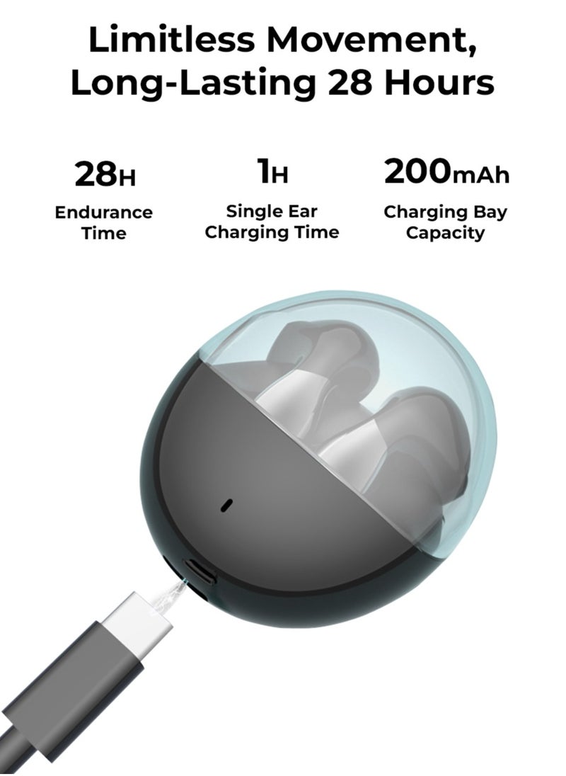 A29 True Wireless Earbuds: Bluetooth 5.0, Noise Cancellation, 28-Hour Playtime, Touch Controls, Water-Resistant, High-Fidelity Sound.