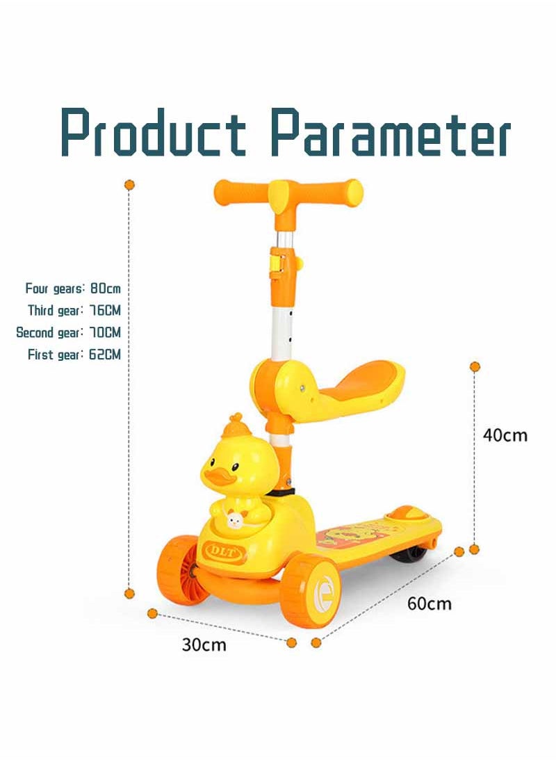 Kids Scooter - Toddler Scooter for Kids 3-6, Adjustable Height &Foldable 3 Wheel Scooter for Boys & Girls- Kids Three Wheel Scooter with Light Up LED Wheels