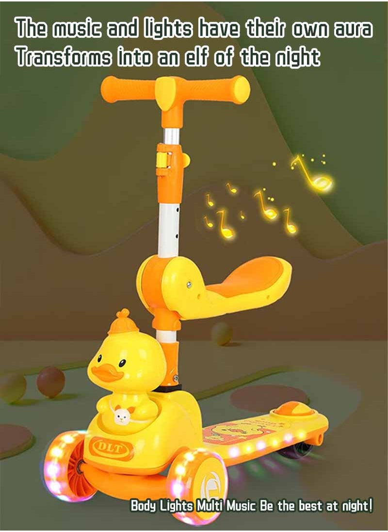 Kids Scooter - Toddler Scooter for Kids 3-6, Adjustable Height &Foldable 3 Wheel Scooter for Boys & Girls- Kids Three Wheel Scooter with Light Up LED Wheels
