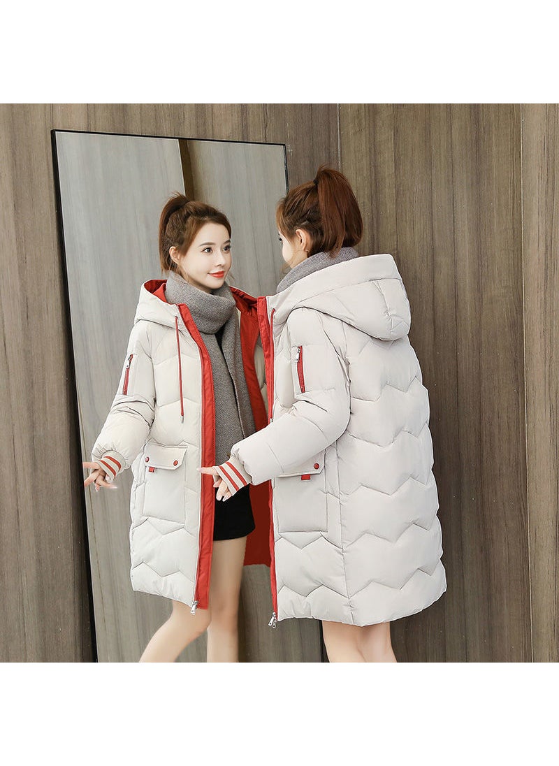 2023 Winter Womens Padded Down Coat Korean Style Mid-Length Loose Blue