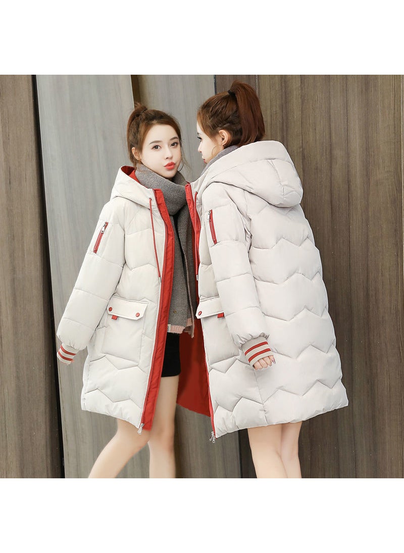 2023 Winter Womens Padded Down Coat Korean Style Mid-Length Loose Blue