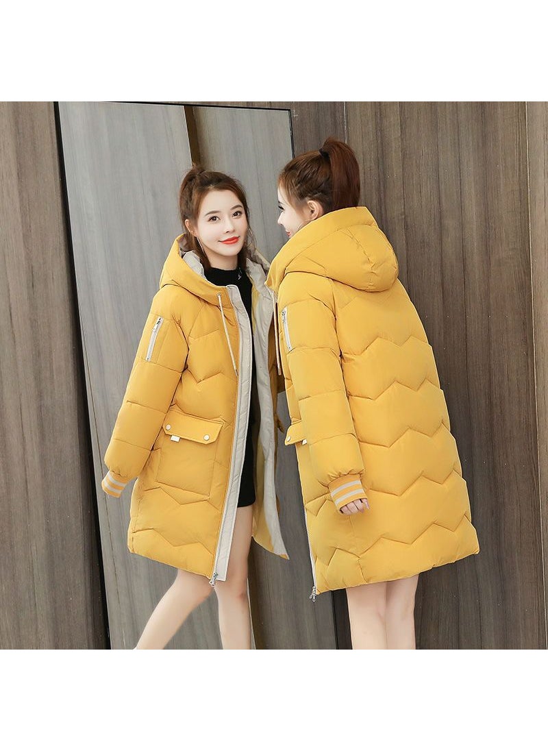 2023 Winter Womens Padded Down Coat Korean Style Mid-Length Loose Blue
