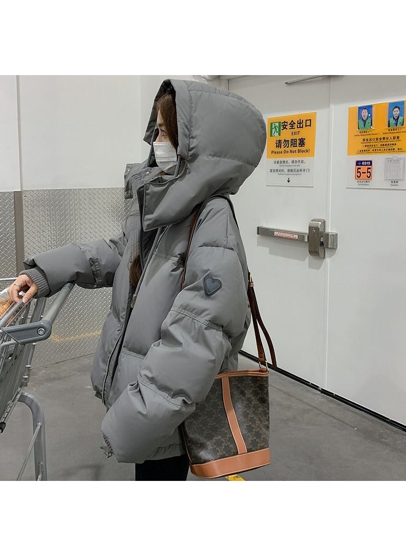 2024 Korean Hooded Puffer Jacket Womens Petite Winter Coat Black