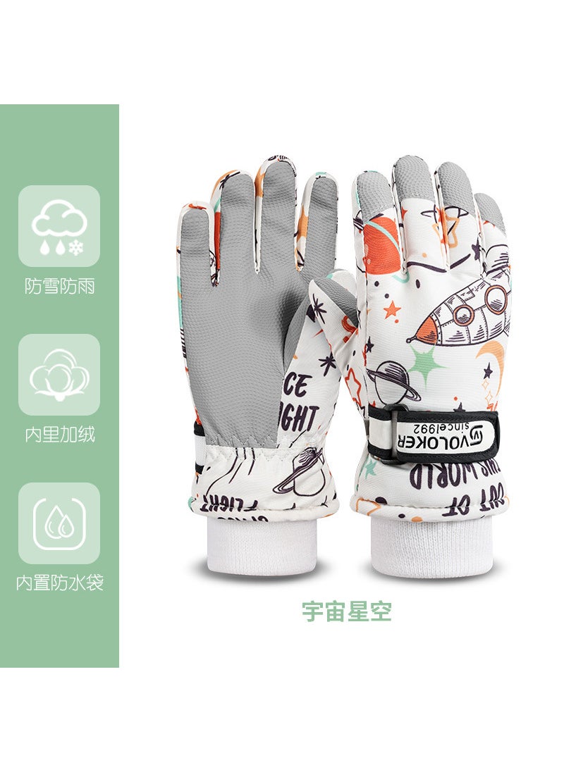 Kids Winter Gloves Warm Waterproof Snow Play undersea whales