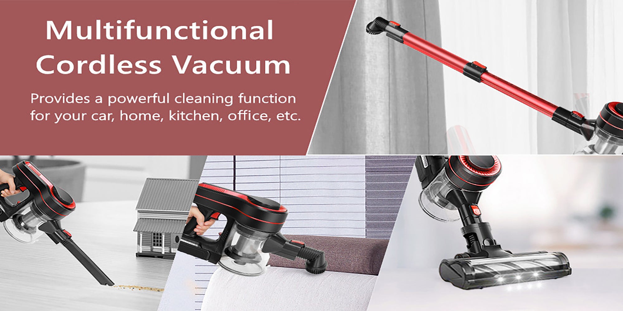 H350R Cordless Vacuum Cleaner with 30KPa, 4 in 1 Lightweight Stick Vacuum Cleaner with 350W Motor and Detachable Battery