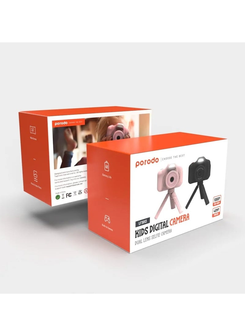 Digital Camera for Kids with Dual Lens and Selfie Camera / Built-in Games / Photo & Video Filters - Black