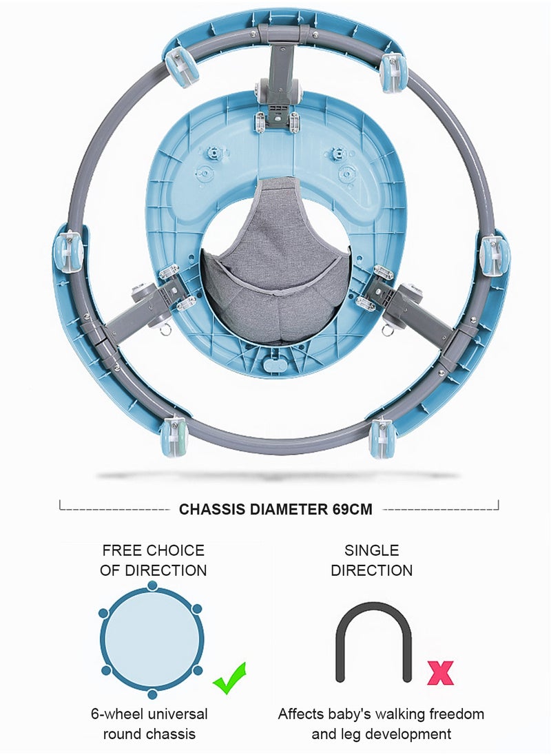 Baby Anti Roll And O-Shaped Learning Walker With Foot Pedals And Detachable Toy Tray