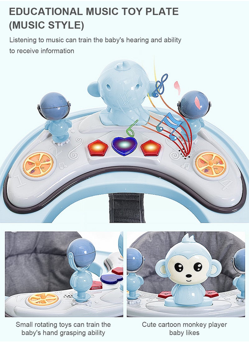 Baby Anti Roll And O-Shaped Learning Walker With Foot Pedals And Detachable Toy Tray