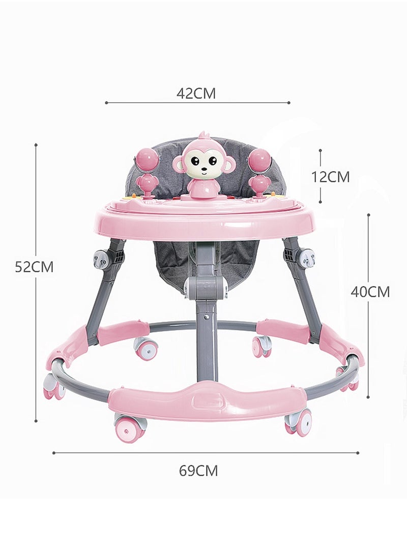 Baby Anti Roll And O-Shaped Learning Walking  With Foot Pedals And Detachable Toy Tray