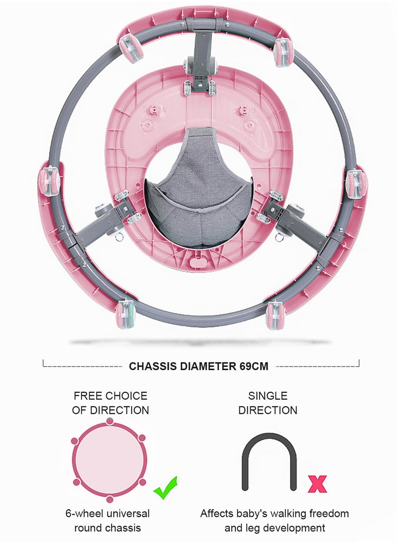Baby Anti Roll And O-Shaped Learning Walking  With Foot Pedals And Detachable Toy Tray