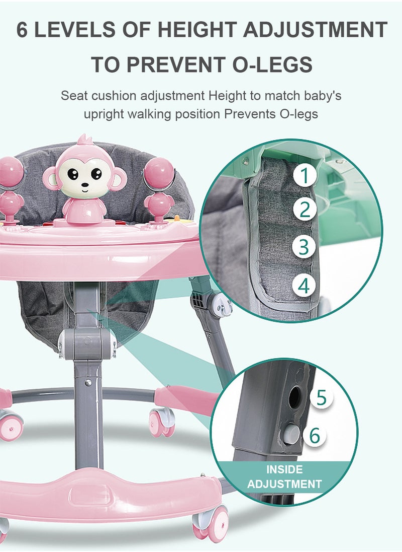 Baby Anti Roll And O-Shaped Learning Walking  With Foot Pedals And Detachable Toy Tray