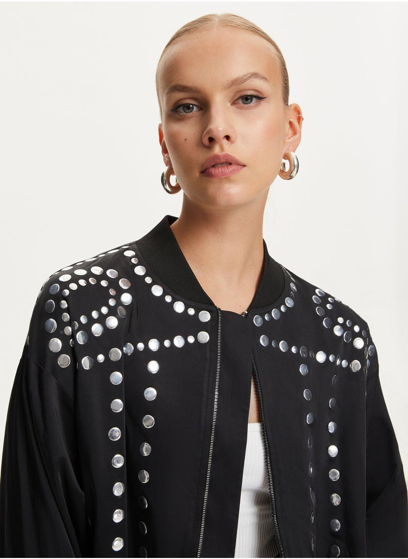 Trocque Satin Bomber Jacket