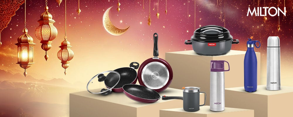 Cookware Set of 4 - Fry Pan (24 cm/1.6 L), Kadhai with Glass Lid (24 cm/2.5 L) & Tawa (25 cm), Induction & Flame Safe, Dishwasher Compatible - Kitchen Jewel Peach 24 cm Fry Pan, 24 cm Kadhai, 25 cm Tawa