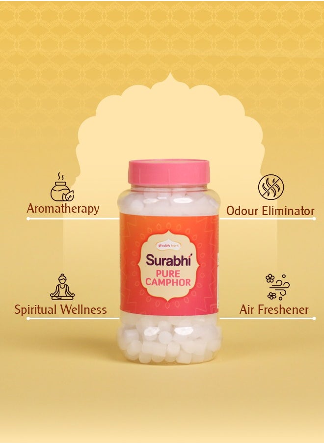 Shubhkart Surabhi 100% Pure Camphor Crystals or Aromatherapy, Incense, Odor Eliminator, Puja