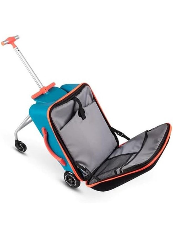 Micro Foldable and Ride-Able Swiss-Designed Luggage Case Carry on for Kids-Ocean Blue | Ride On Luggage | Child Seat Trolley Suitcase | Trolley Suitcase | Eazy-Foldable and Ride-Able Luggage | Ages 18 Months and Up