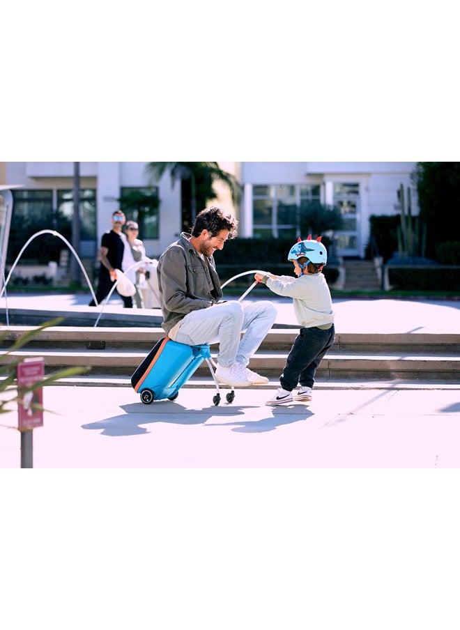 Micro Foldable and Ride-Able Swiss-Designed Luggage Case Carry on for Kids-Ocean Blue | Ride On Luggage | Child Seat Trolley Suitcase | Trolley Suitcase | Eazy-Foldable and Ride-Able Luggage | Ages 18 Months and Up