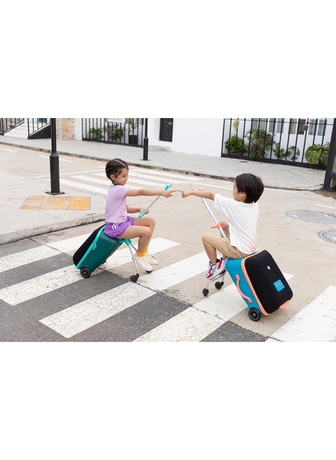 Micro Foldable and Ride-Able Swiss-Designed Luggage Case Carry on for Kids-Ocean Blue | Ride On Luggage | Child Seat Trolley Suitcase | Trolley Suitcase | Eazy-Foldable and Ride-Able Luggage | Ages 18 Months and Up