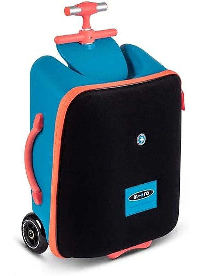 Micro Foldable and Ride-Able Swiss-Designed Luggage Case Carry on for Kids-Ocean Blue | Ride On Luggage | Child Seat Trolley Suitcase | Trolley Suitcase | Eazy-Foldable and Ride-Able Luggage | Ages 18 Months and Up