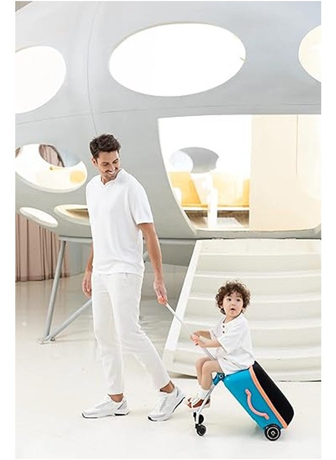 Micro Foldable and Ride-Able Swiss-Designed Luggage Case Carry on for Kids-Ocean Blue | Ride On Luggage | Child Seat Trolley Suitcase | Trolley Suitcase | Eazy-Foldable and Ride-Able Luggage | Ages 18 Months and Up